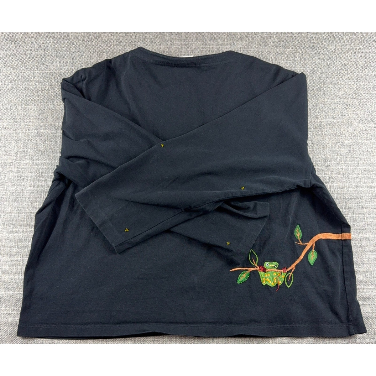 Michael Simon Light Frog Cardigan Womens X Embroidered Beaded Novelty Black