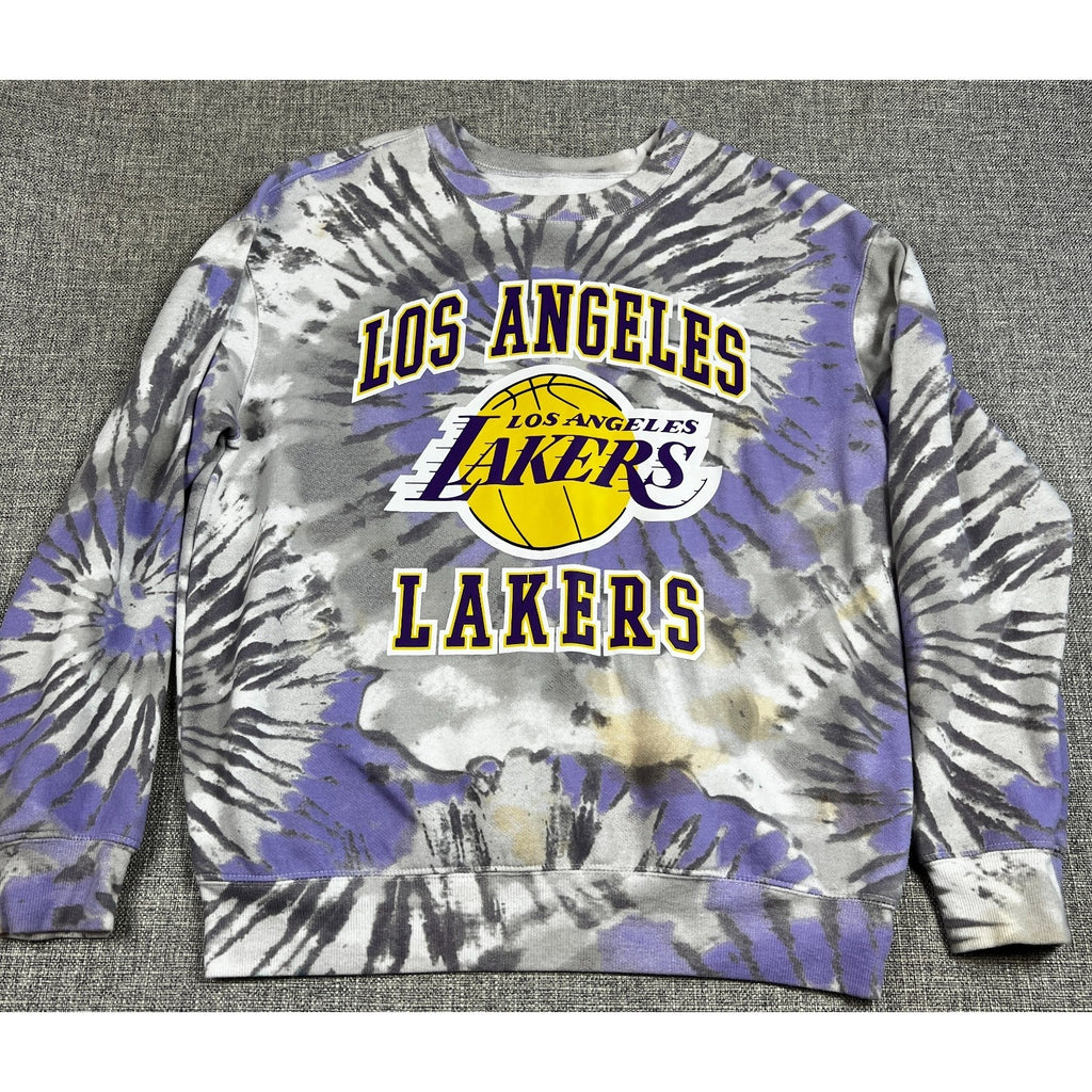 Los Angeles Lakers Tie Dye Sweatshirt Adult M Purple Gray NBA Crewneck