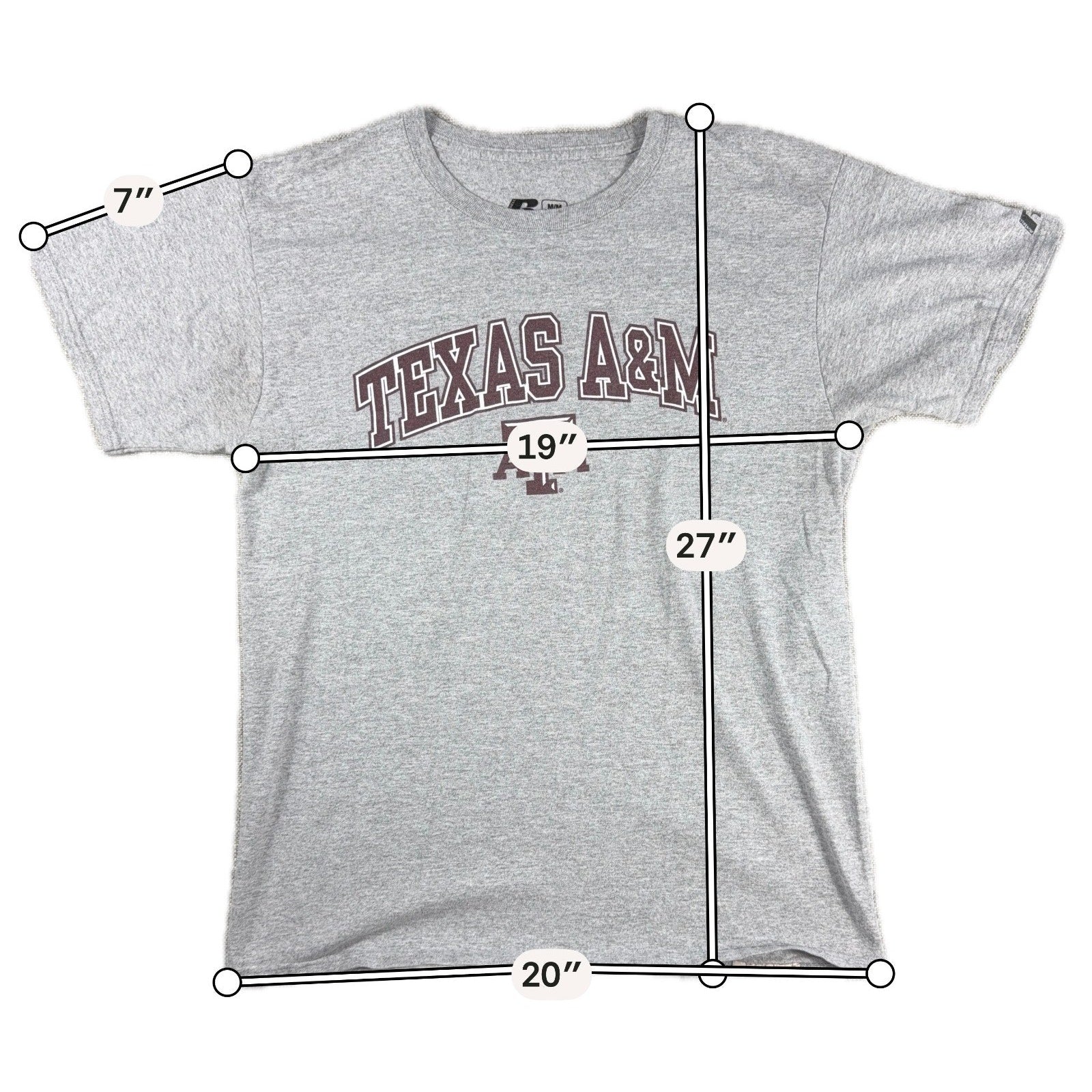 Texas A&M Aggies Russell Athletic Shirt Mens M Gray NCAA College Football Tee
