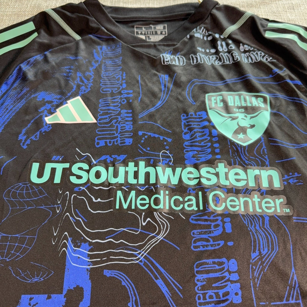 FC Dallas adidas 2023 One Planet Jersey Men’s L Black MLS AEROREADY NWT