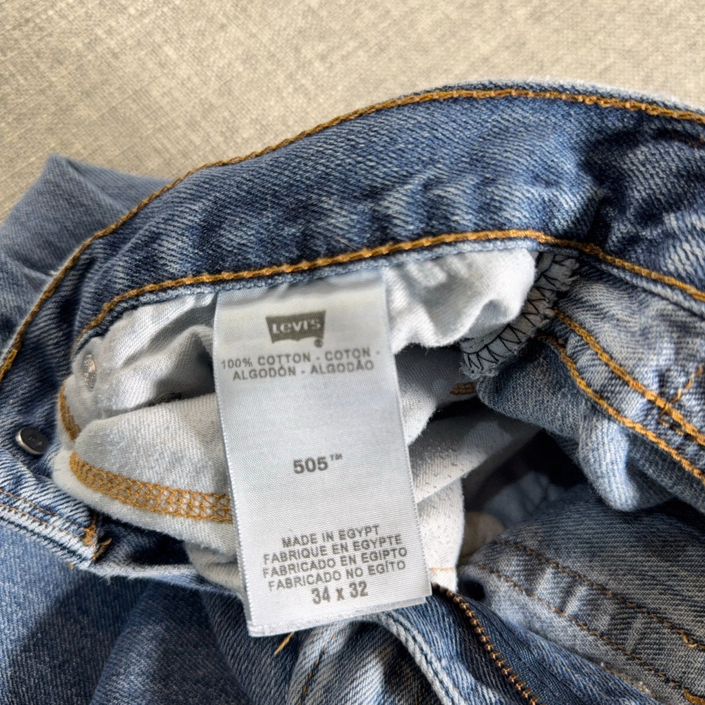 Levi's 505 Regular Fit Jeans Mens 34x32 Light Wash Straight Leg 100% Cotton