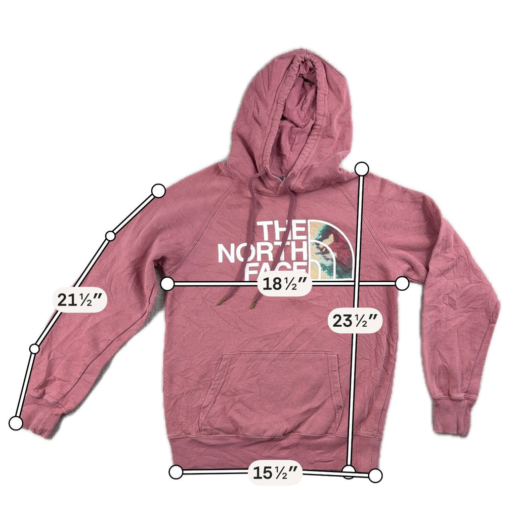The North Face Women XS Hoodie Dusty Rose Floral Logo Pullover Sweatshirt