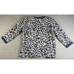 A La Carte Womens XS Jacket Black White Blue Embroidered Beaded Boho Art