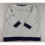 Talbots Woman Petites Cardigan 2XP Navy White Striped Dragonfly Knit Sweater
