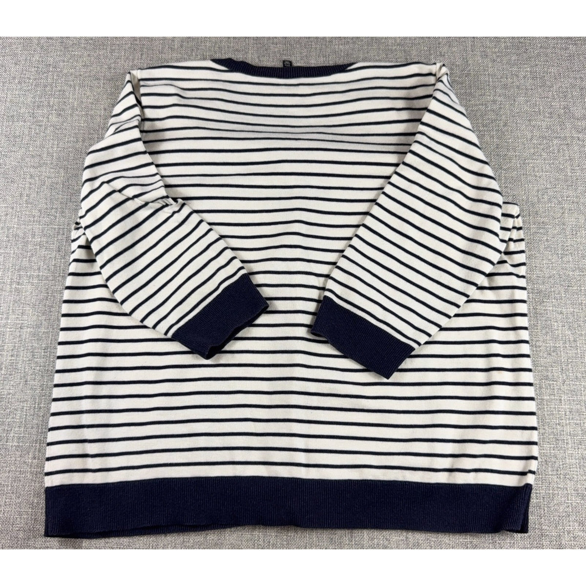 Talbots Woman Petites Cardigan 2XP Navy White Striped Dragonfly Knit Sweater