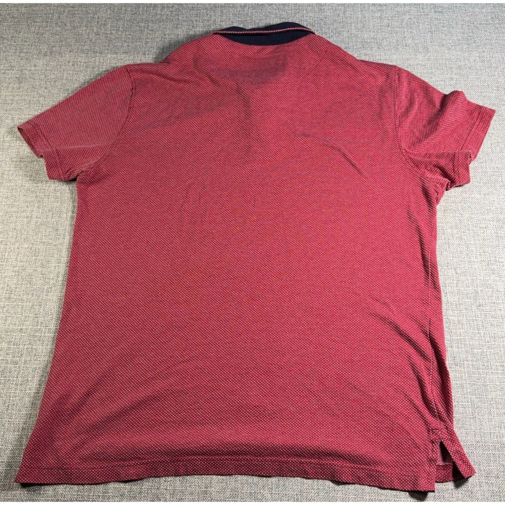 Rodd & Gunn Sports Fit Polo Shirt Mens Large Red Navy Micro Dot Golf Casual