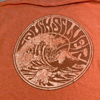 Quiksilver 1969 Wave Graphic T Shirt Mens Medium Orange Surf Skate Double Sided
