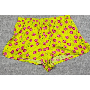 PINK Victoria’s Secret Cherry Print Sleep Shorts Womens Large Neon Yellow