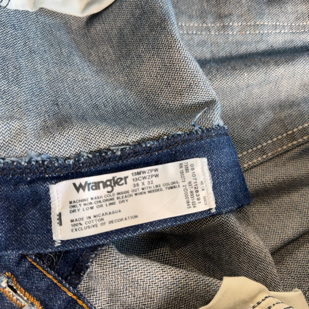 Wrangler 13MWZPW Cowboy Cut Jeans Mens 38x32 Blue Denim Western Original Fit