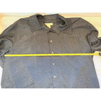 Island Passport Men’s XL Black Geometric Camp Shirt Rayon Blend Button Up Casual