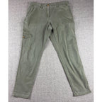 J Jill Womens 10 Olive Green Cargo Pants Utility Straight Leg Washed Cotton