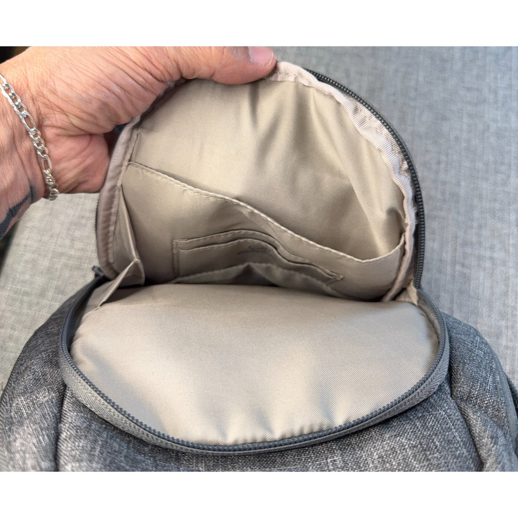 Gray Sling Backpack Crossbody Bag Small Travel Daypack Padded Strap Unisex