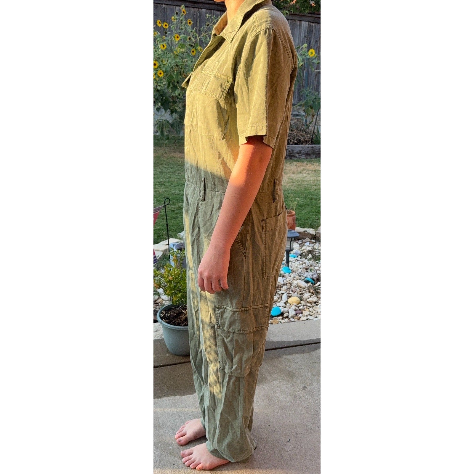 Lucky Brand Womens S Olive Utility Jumpsuit Cargo Flight Suit Gorpcore Coverall