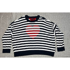 Tommy Hilfiger Women's XXL Navy White Stripe Heart Cotton Sweater