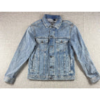H&M Young Thug Denim Jacket Mens Small Acid Wash Cherub Angel Graphic Blue