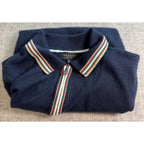 Ted Baker London Wool Knit Polo Shirt Womens Size 2 Navy Quarter Zip Short Sleev