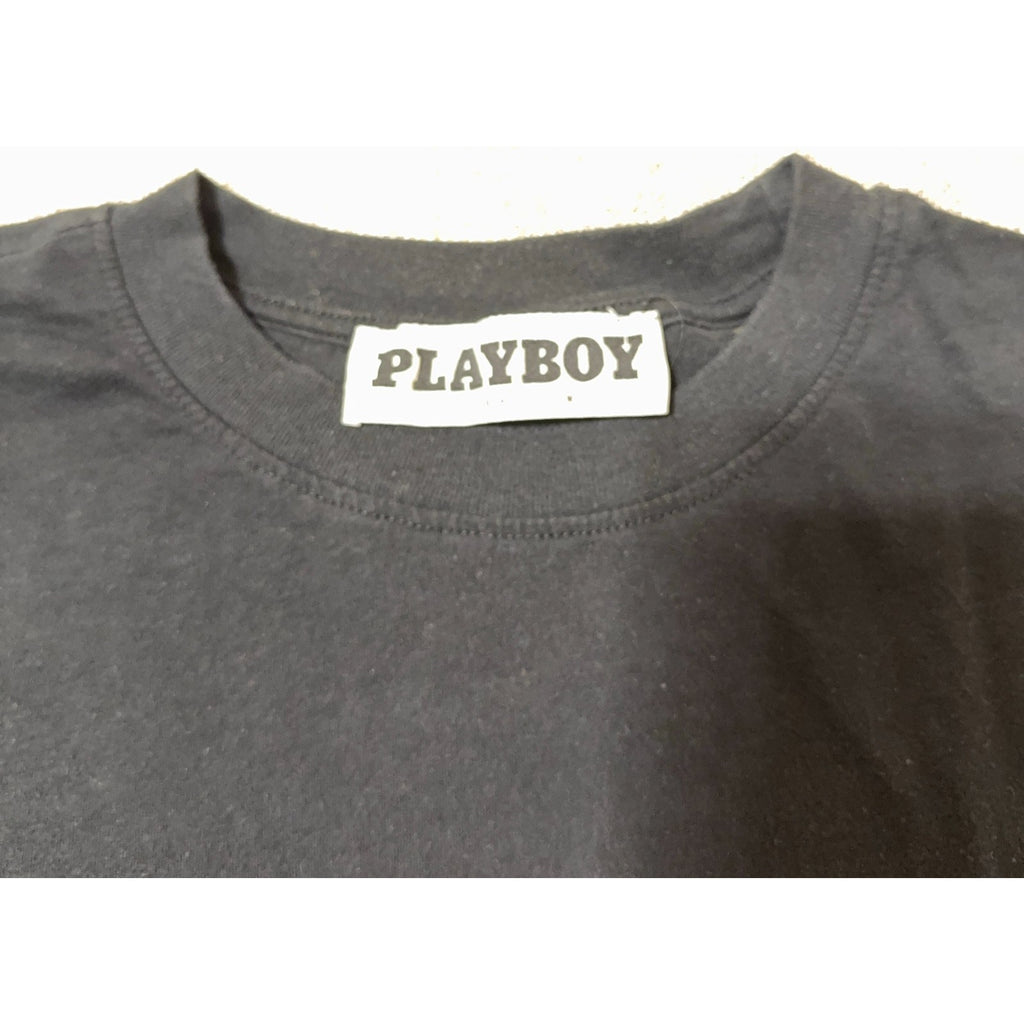 Playboy PacSun Rhinestone Studded Logo Black T-Shirt Adult 21x27 Y2K Bling