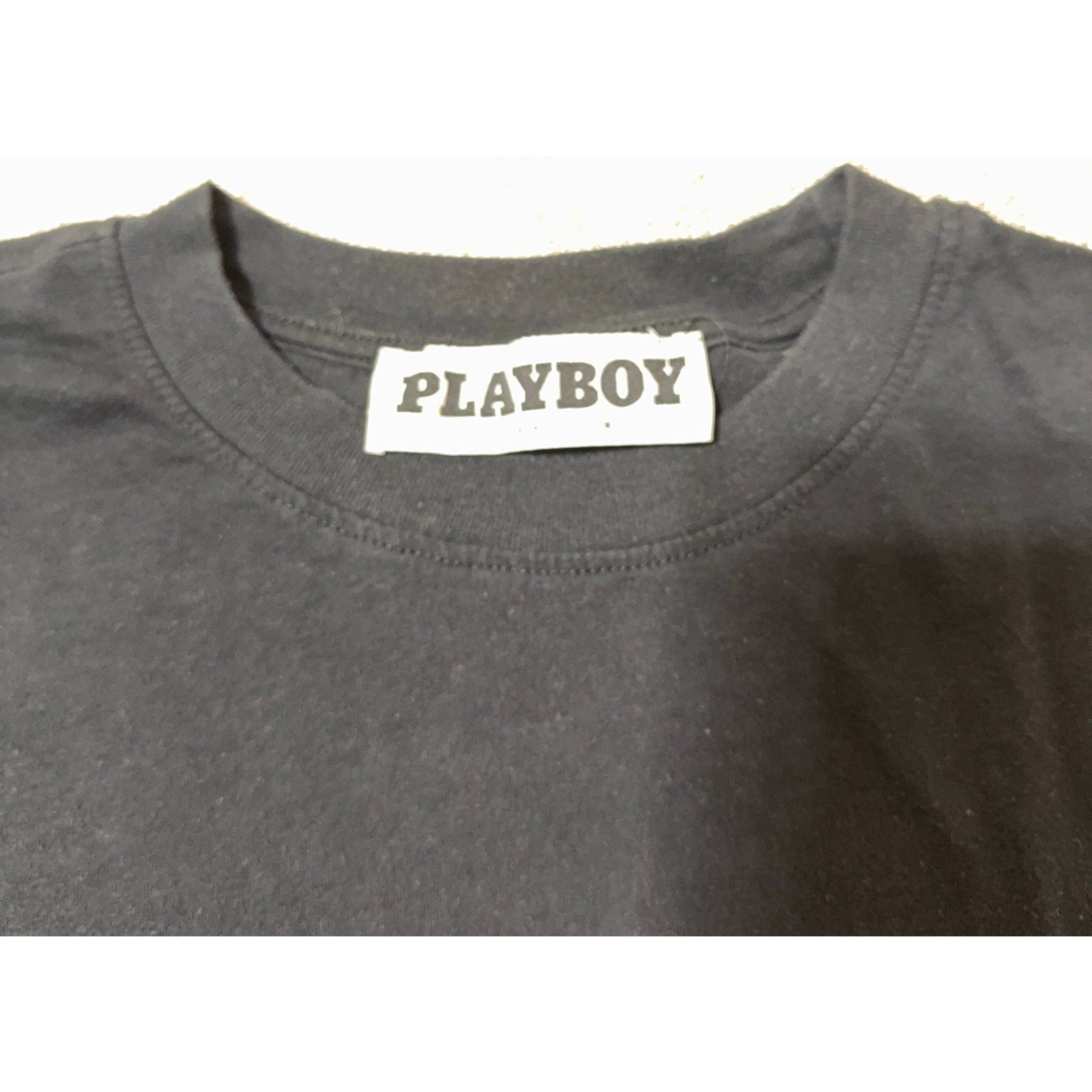 Playboy PacSun Rhinestone Studded Logo Black T-Shirt Adult 21x27 Y2K Bling