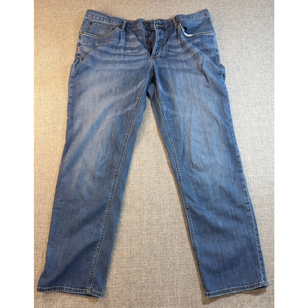 Eddie Bauer Women's Boyfriend Jeans Size 16 Button Fly Relaxed Blue 29 Inseam