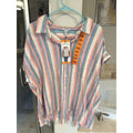 Orvis Womens XXL Linen Blend Striped Button Up Shirt Coastal Lightweight Top NWT