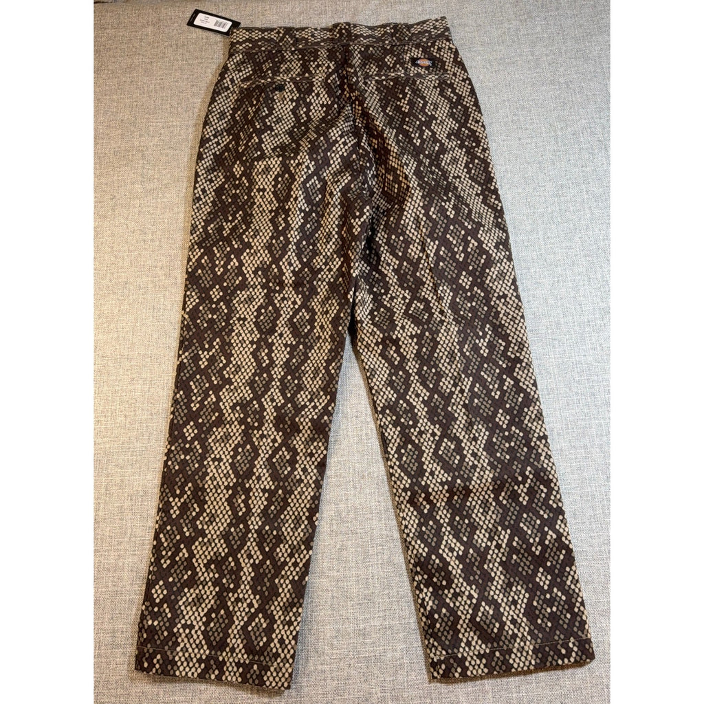 Dickies Womens 8R Snakeskin Pants Brown Python Workwear Trousers NWT