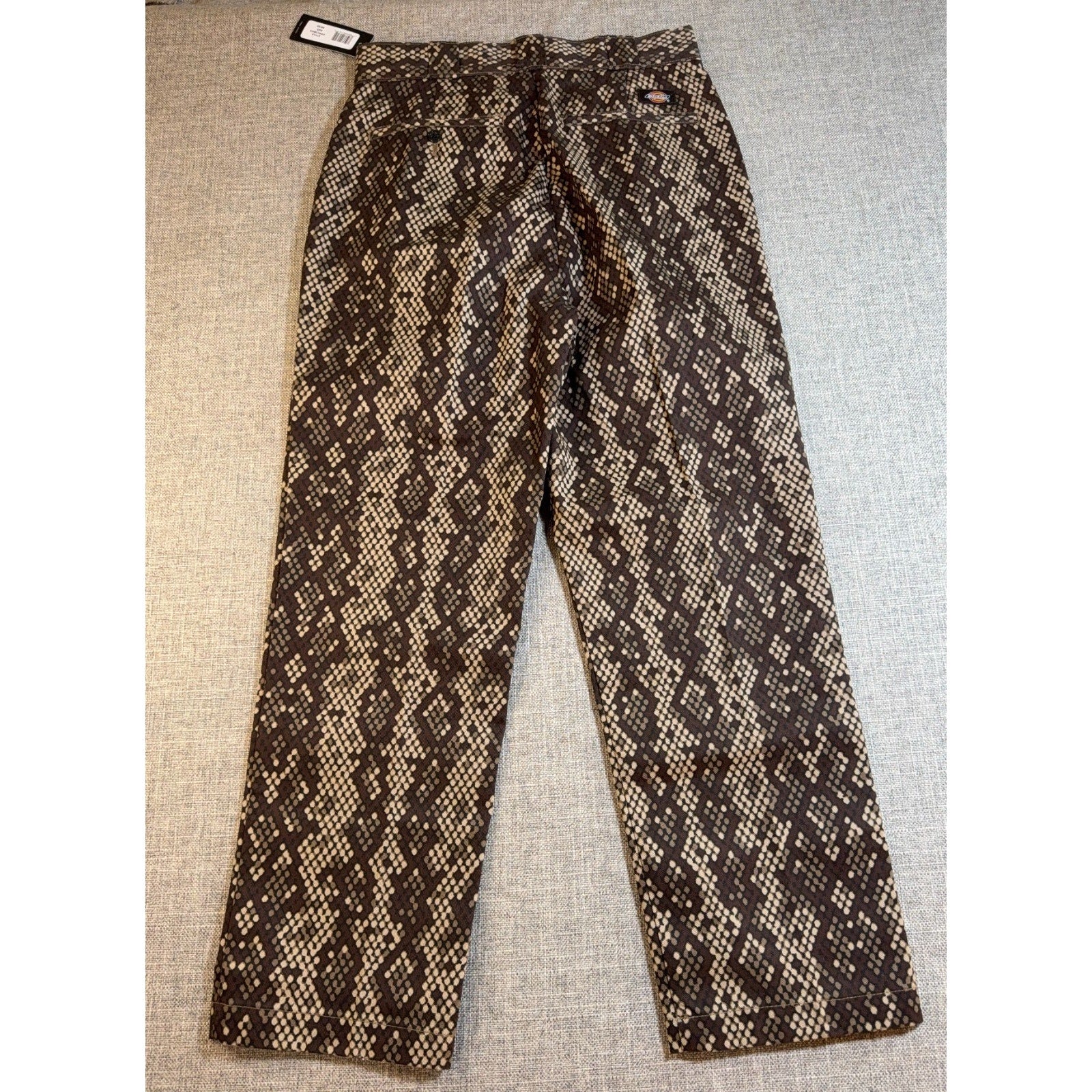 Dickies Womens 8R Snakeskin Pants Brown Python Workwear Trousers NWT