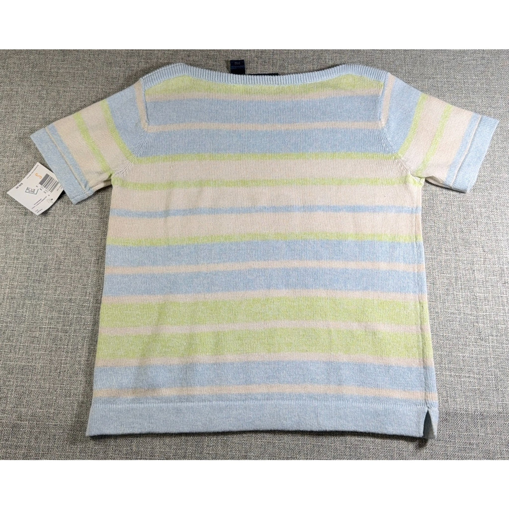 Crazy Horse Liz Claiborne Sweater Women’s S Pastel Striped Short Sleeve Knit NWT