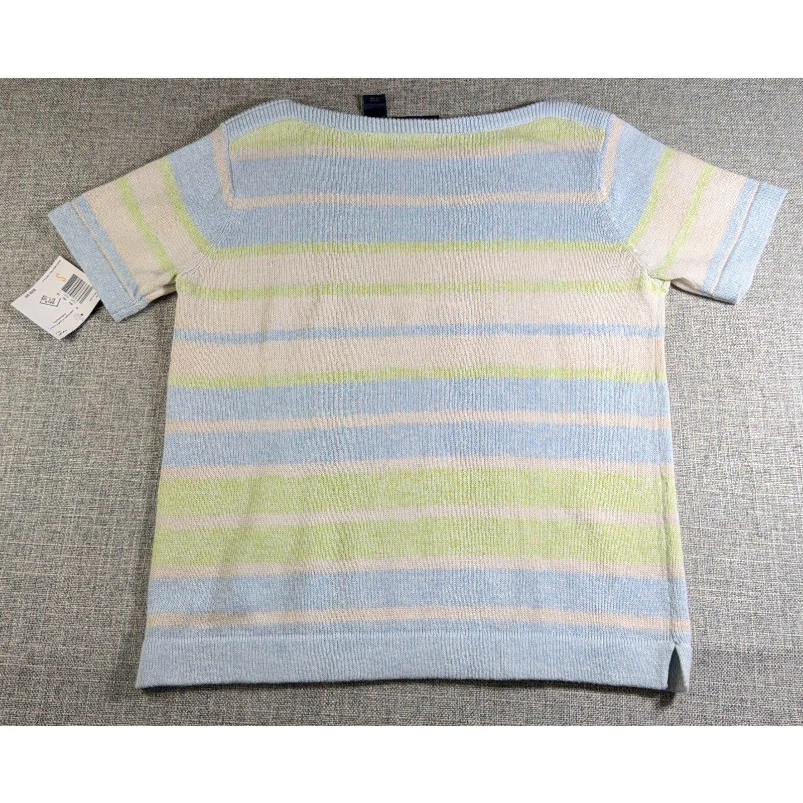 Crazy Horse Liz Claiborne Sweater Women’s S Pastel Striped Short Sleeve Knit NWT