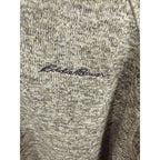 Eddie Bauer Mens XL Quarter Zip Sweater Fleece Pullover Gray Sherpa Lined