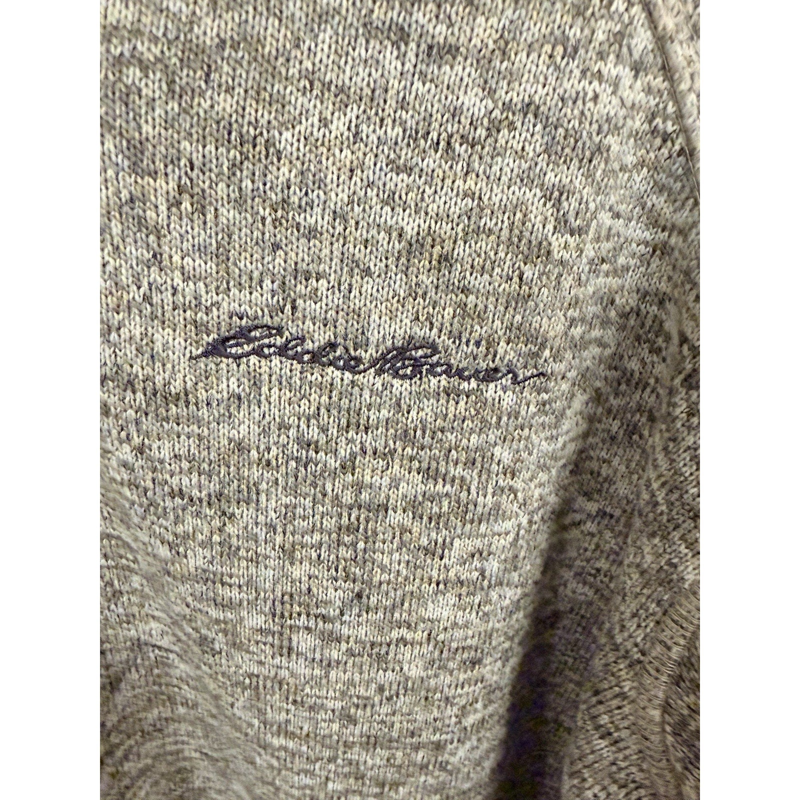 Eddie Bauer Mens XL Quarter Zip Sweater Fleece Pullover Gray Sherpa Lined