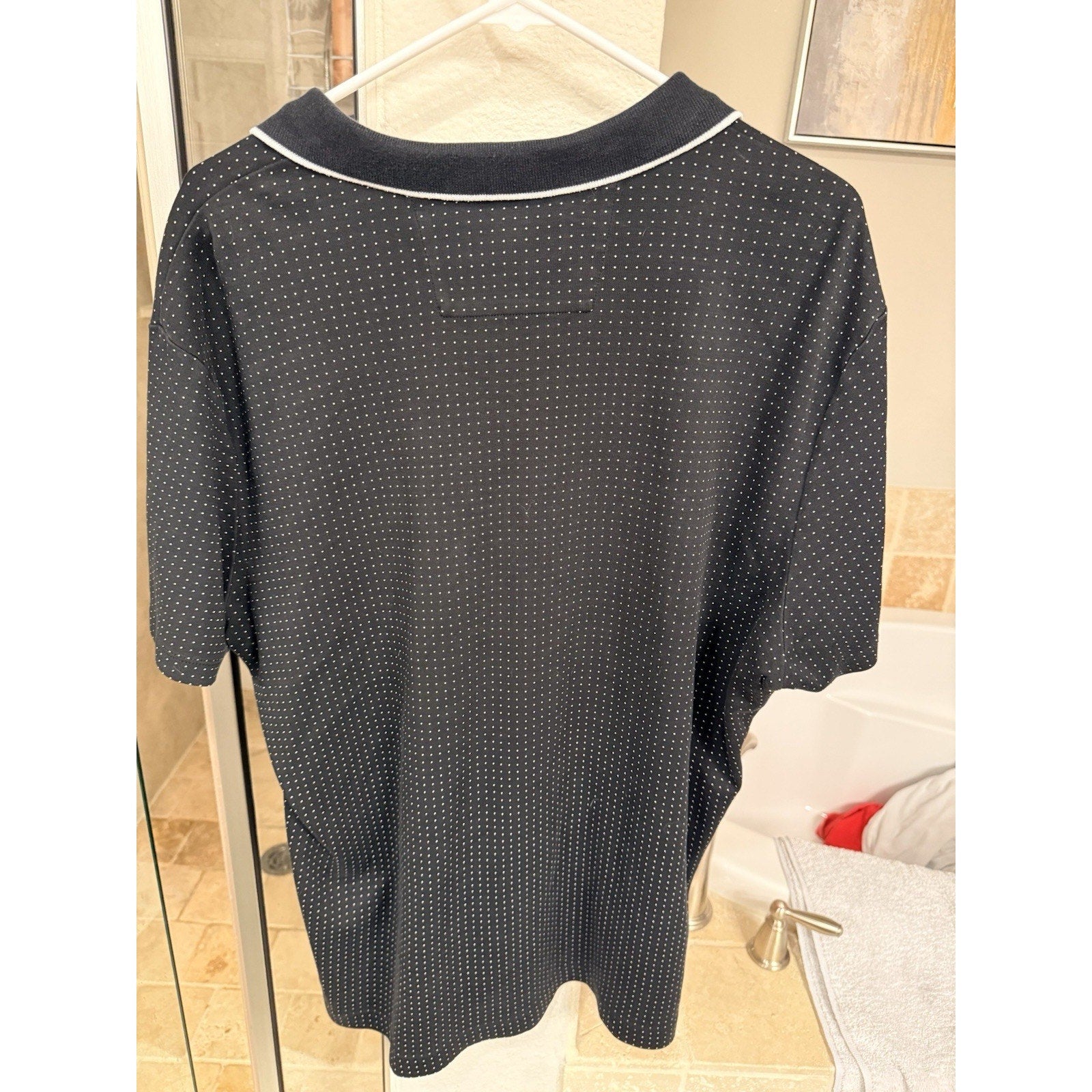 Banana Republic Mens XL Black Polka Dot Polo Shirt Cotton Casual Preppy Golf