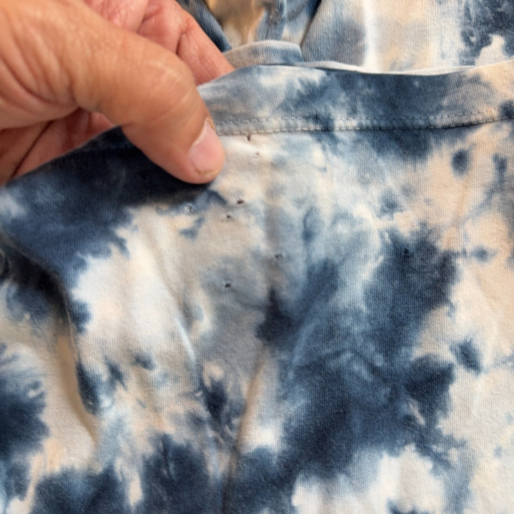 Lauren Ralph Lauren EST 67 Tie Dye T Shirt Women L Blue White Logo Flawed