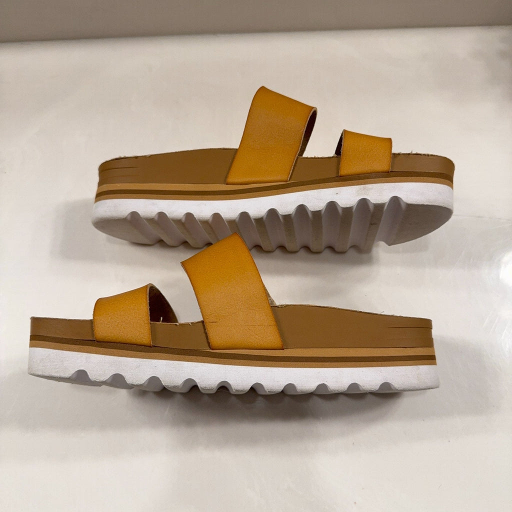 Reef Cushion Vista Hi Sandals Women’s Sz 8 Tan Platform Double Strap Slide