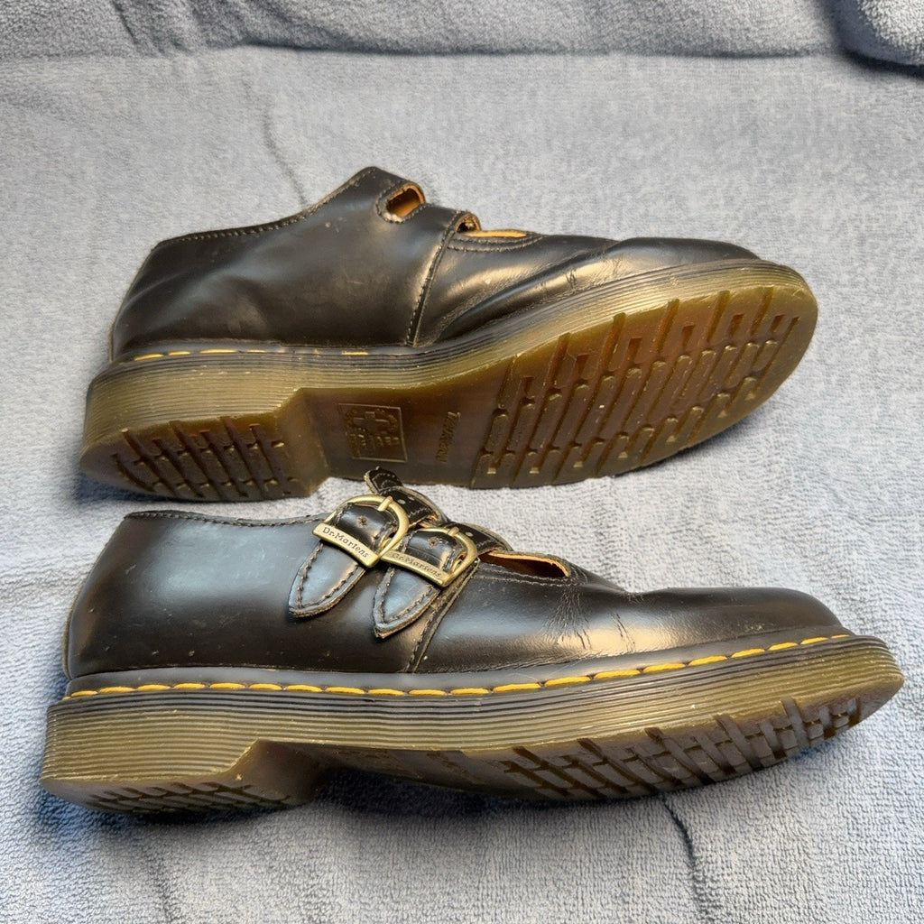 Dr Martens 8065 12916 Mary Jane Shoes Women's 8 Black Leather Double Buckle