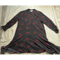 Bimba Y Lola Dress Womens Small Black Red Eye Print Long Sleeve Artsy Drop Waist