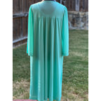 Vintage 60s 70s Aqua Peignoir Set Nightgown Robe Embroidered Floral Lingerie