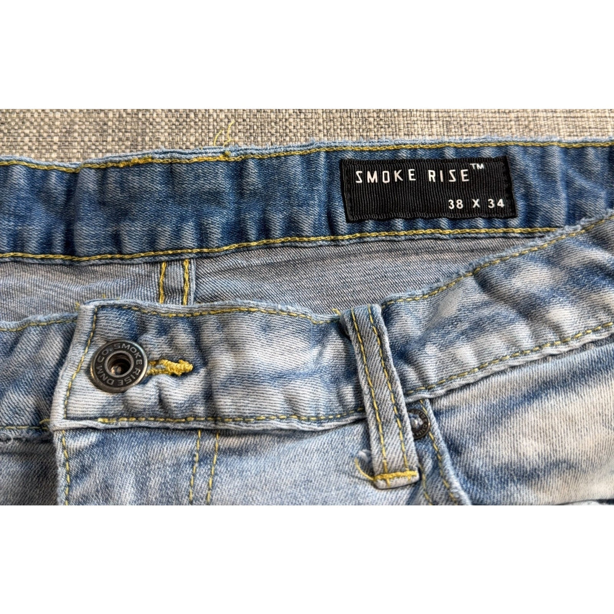 Smoke Rise Jeans Mens 38x34 Graffiti Paint Splatter Distressed Stretch Denim