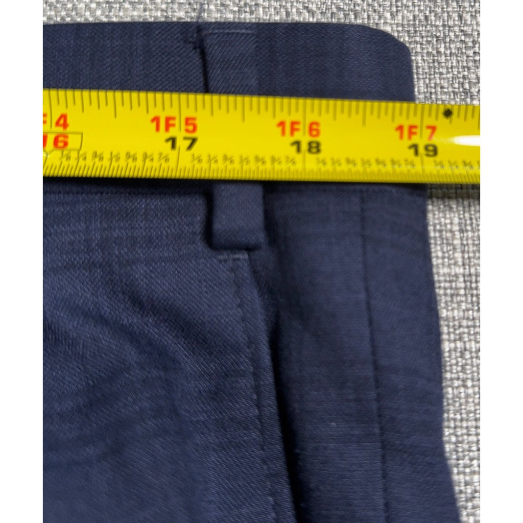 Ralph Lauren Mens Dress Pants 36x30 Navy Plaid Pleated Cuffed Stretch