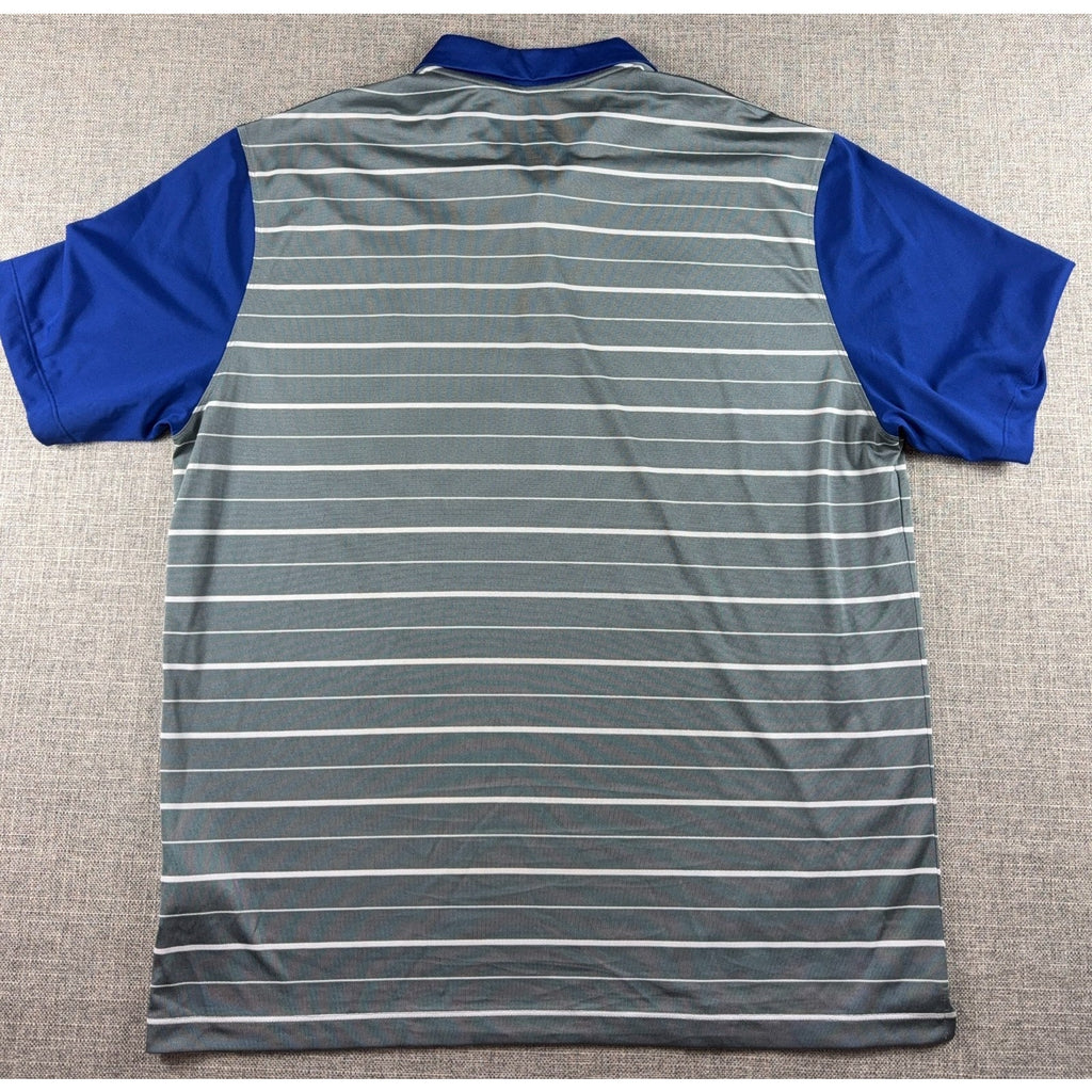 Nike Kansas City Royals Polo Mens XL Dri-FIT Gray Blue Striped MLB Golf