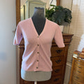 LOFT Petites XS Pink Rib Knit Button Front Cardigan Top Women’s Short Sleeve