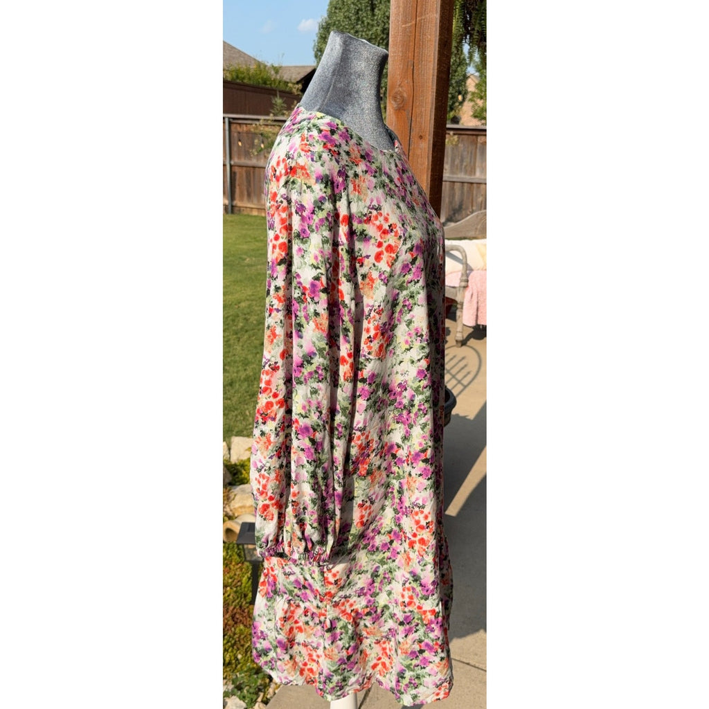 & Other Stories Dress Womens 44 US 12 Floral Long Sleeve Ruffle Shift Mini