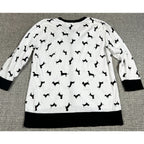 New York & Company Cardigan Women L Dachshund Dog Print Snap Front Sweater
