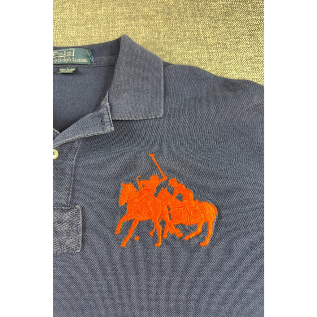 Polo Ralph Lauren Big Pony Polo Shirt Navy Orange #3 Rugby Style 22.5x31.5