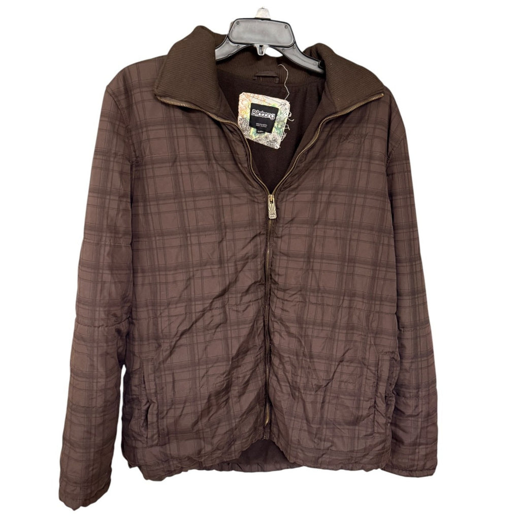 Vintage Y2K Billabong Brown Plaid Fleece Lined Jacket Men's XL