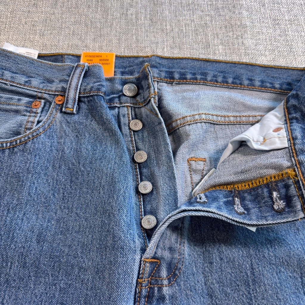 Levi’s 501 Original Fit Stretch Jeans Mens 33x34 NWT Button Fly Blue Denim