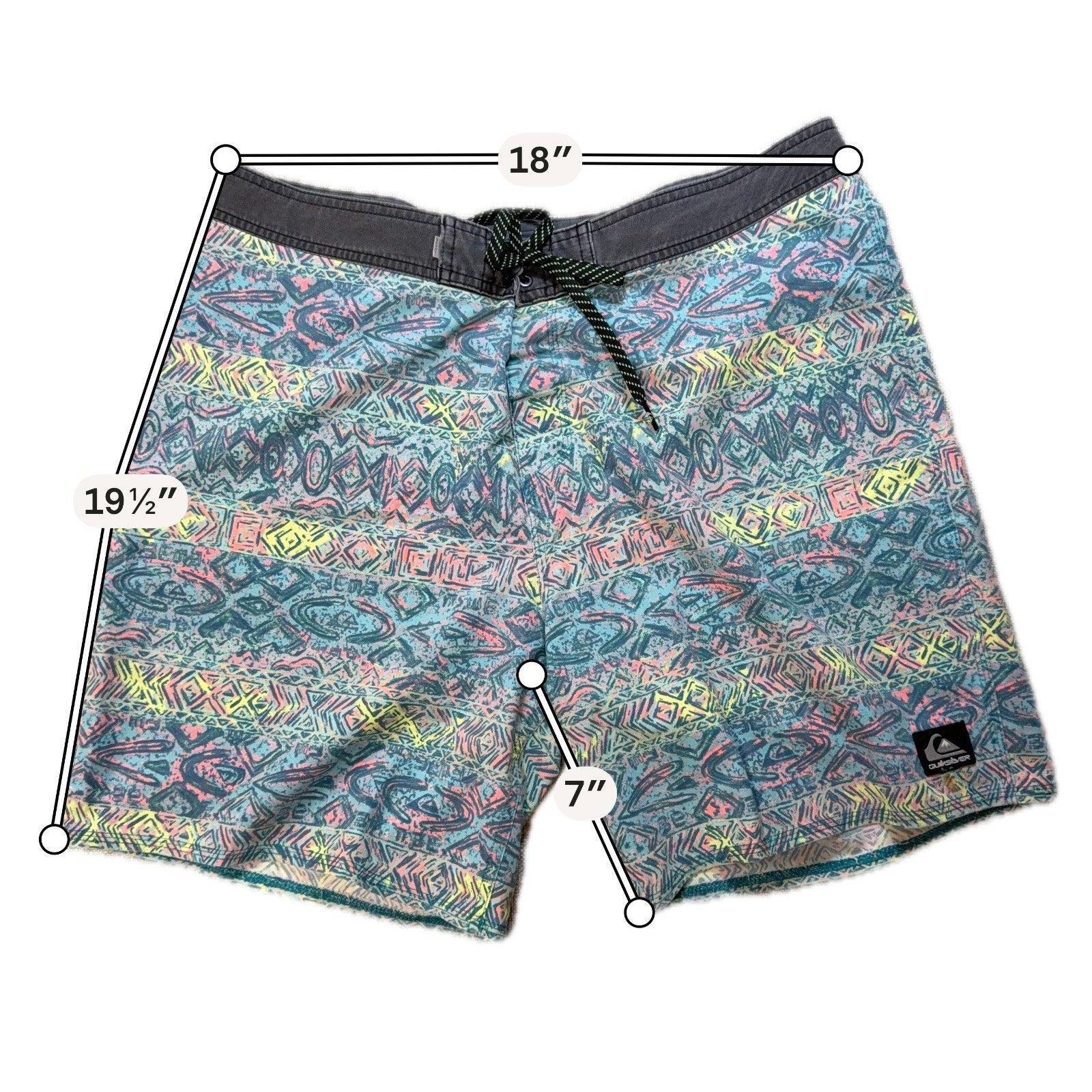 Quiksilver Highline Board Shorts Mens 36 Blue Pink Abstract Surf Swim 19"