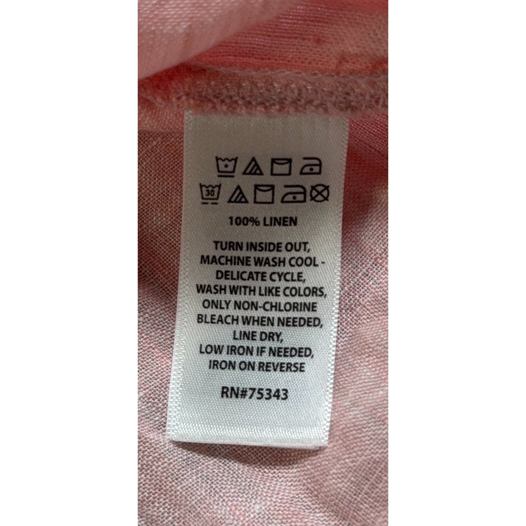 Sigrid Olsen Linen Tunic Blouse Women M Pink Popover Collared Lagenlook Top