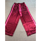 MERSEA Satin Lounge Pants XS Burgundy Pink Stripe Wide Leg Pajama Pants