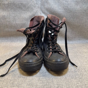 Converse Chuck Taylor Leather Fur Hi Rise Boots Black 553387C Size 4 Zip