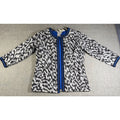 A La Carte Womens XS Jacket Black White Blue Embroidered Beaded Boho Art